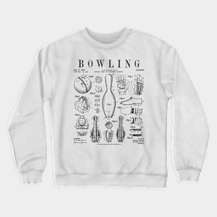 Bowling Pin Ball Bowler Retro Vintage Patent Print Crewneck Sweatshirt